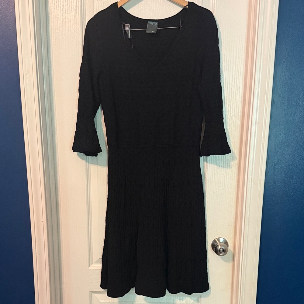 Gabby Skye Black Long Sleeve Sweater Dress